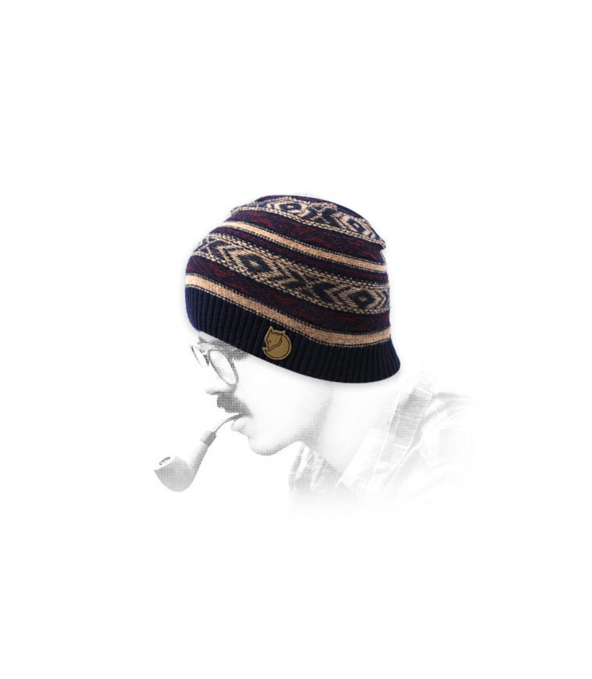 gorro estampado lana Fjällräven Ovik Folk Knit dark navy gorro estampado lana Fjällräven Ovik Folk Knit dark navy